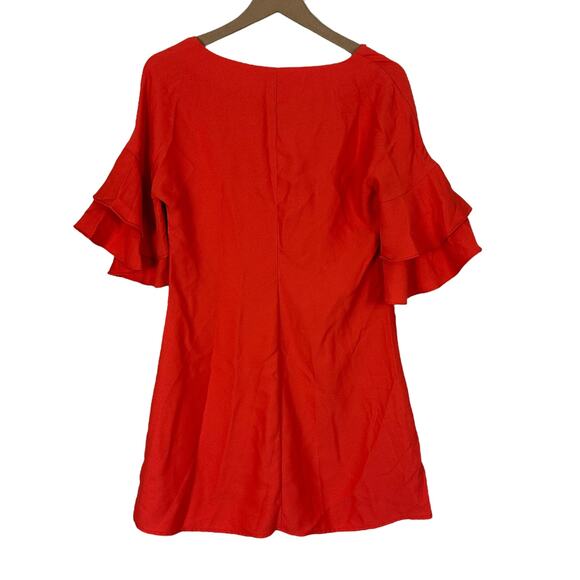 Heart Soul Mini Dress Womens S Blood Orange Tiered Ruffle Sleeve Boho Modest - Picture 3 of 5